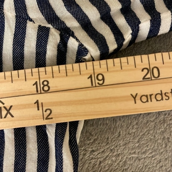 Ann Taylor Navy White Striped Balloon Sleeve Top Blouse - Size XXSP - Picture 14 of 15